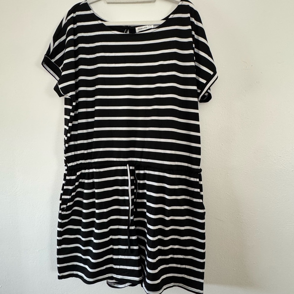 Black and White Striped Romper